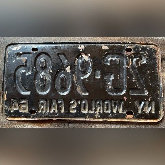 Vintage New York State Worlds Fair License Plate Tag Man Cave Nostalgia - Picture 2 of 2